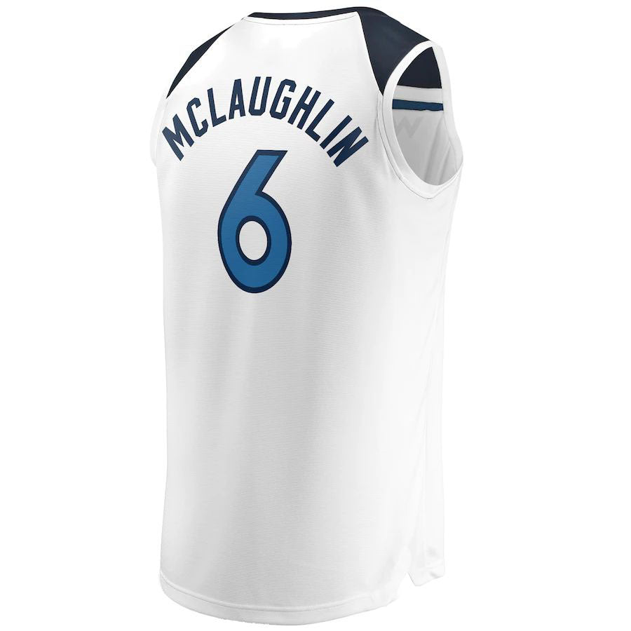 M.Timberwolves #6 Jordan McLaughlin Fanatics Branded  Fast Break Player Jersey Association Edition White Stitched American Basketball Jersey UNEC