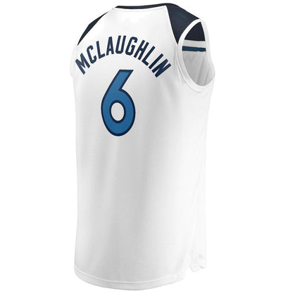 M.Timberwolves #6 Jordan McLaughlin Fanatics Branded  Fast Break Player Jersey Association Edition White Stitched American Basketball Jersey UNEC