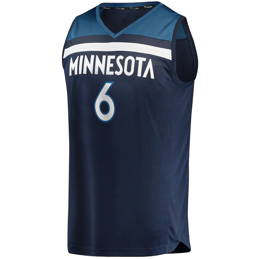 M.Timberwolves #6 Jordan McLaughlin Fanatics Branded  Fast Break Player Jersey  Icon Edition Navy Stitched American Basketball Jersey UNEC
