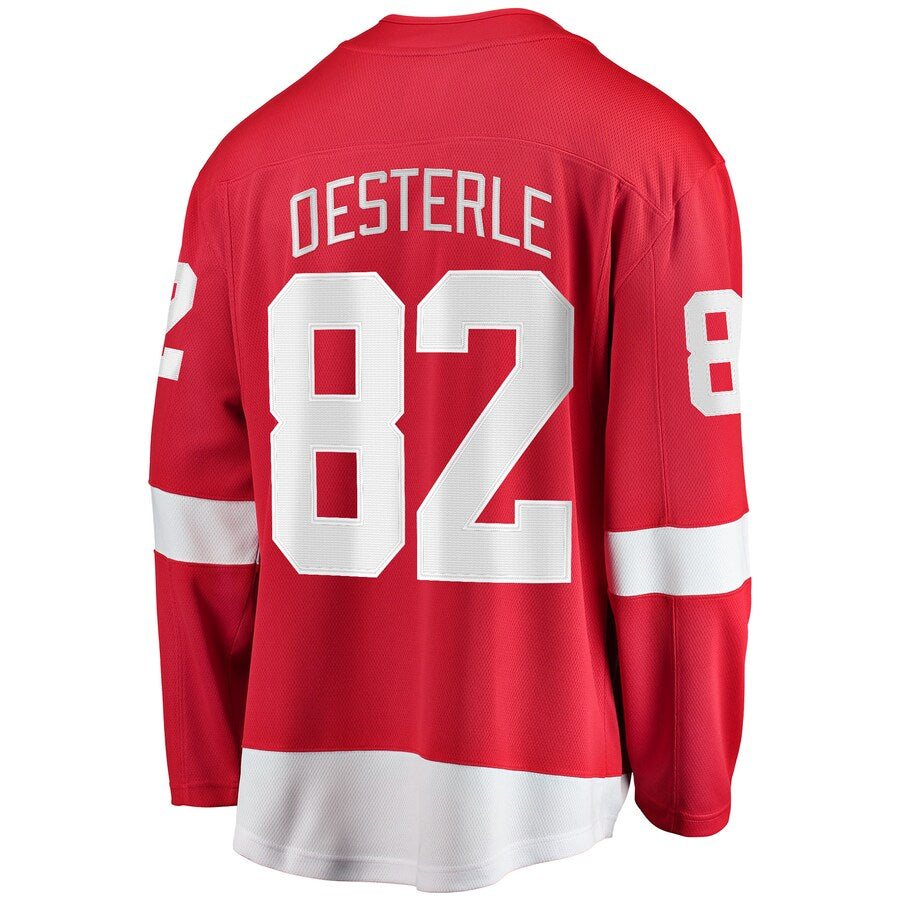 D.Red Wings #82 Jordan Oesterle Fanatics Branded Home Breakaway Player Jersey Red Stitched American Hockey Jersey UNEC