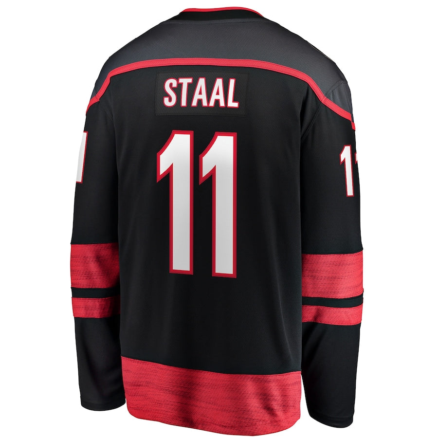 C.Hurricanes #11 Jordan Staal Fanatics Branded Home Captain Patch Breakaway Player Jersey Black Stitched American Hockey Jersey UNEC