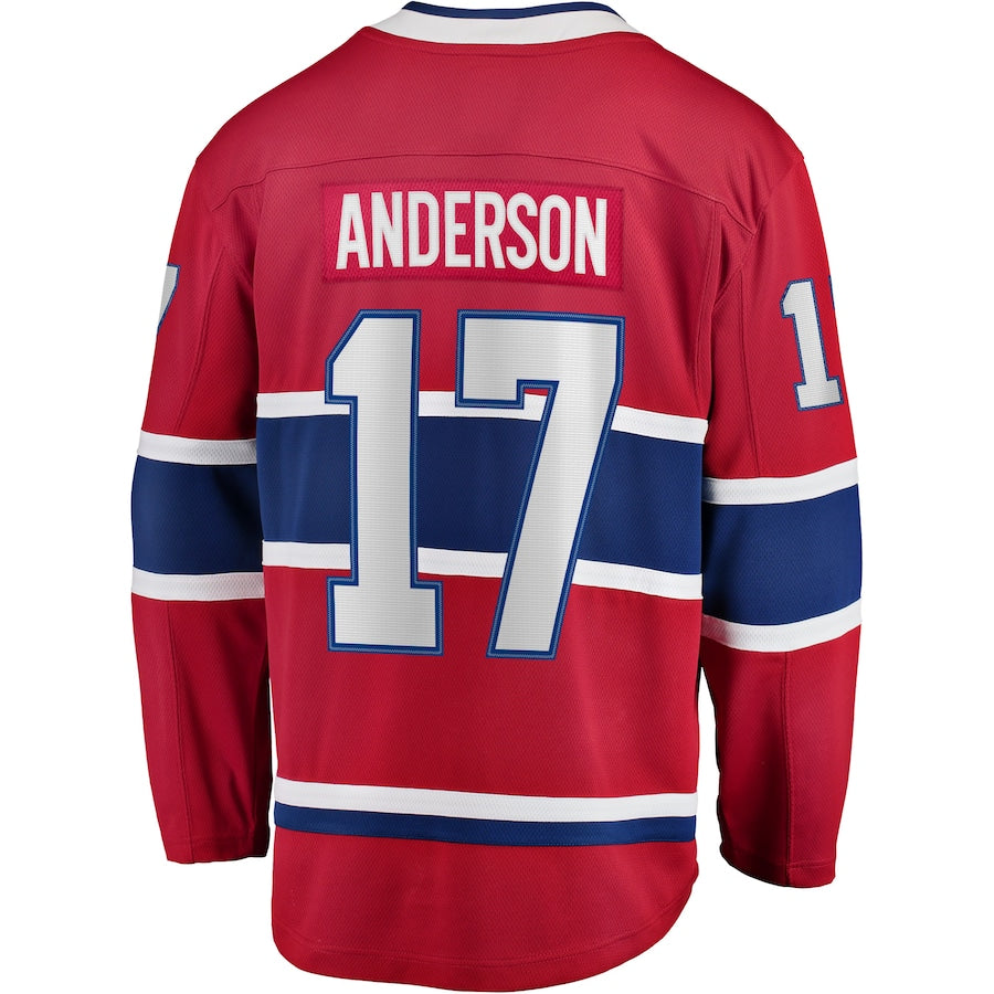 M.Canadiens #17 Josh Anderson Fanatics Branded Breakaway Player Jersey Red Stitched American Hockey Jersey UNEC