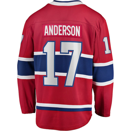 M.Canadiens #17 Josh Anderson Fanatics Branded Breakaway Player Jersey Red Stitched American Hockey Jersey UNEC