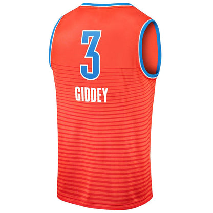 OC.Thunder #3 Josh Giddey Fanatics Branded 2022-23 Fast Break Replica Jersey Orange Statement Edition Stitched American Basketball Jersey UNEC