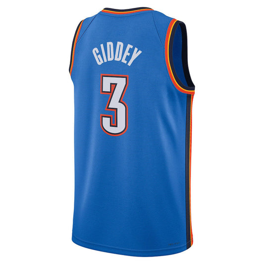 OC.Thunder #3 Josh Giddey Unisex 2022-23 Swingman Jersey Icon Edition Blue Stitched American Basketball Jersey UNEC