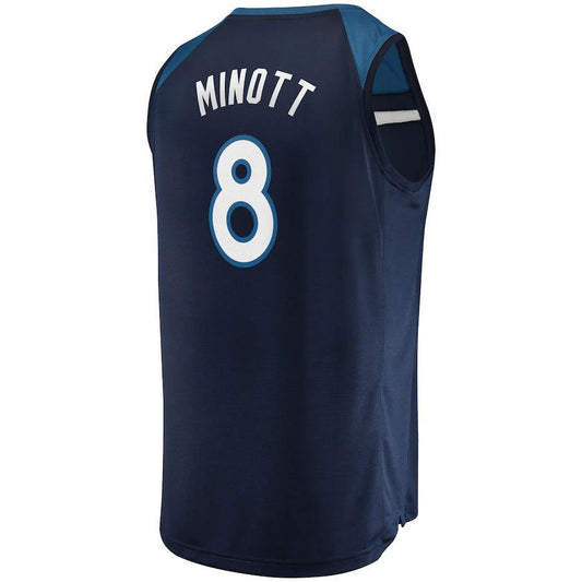 M.Timberwolves #8 Josh Minott Fanatics Branded 2021-22 Fast Break Replica Jersey - Icon Edition Navy Stitched American Basketball Jersey UNEC