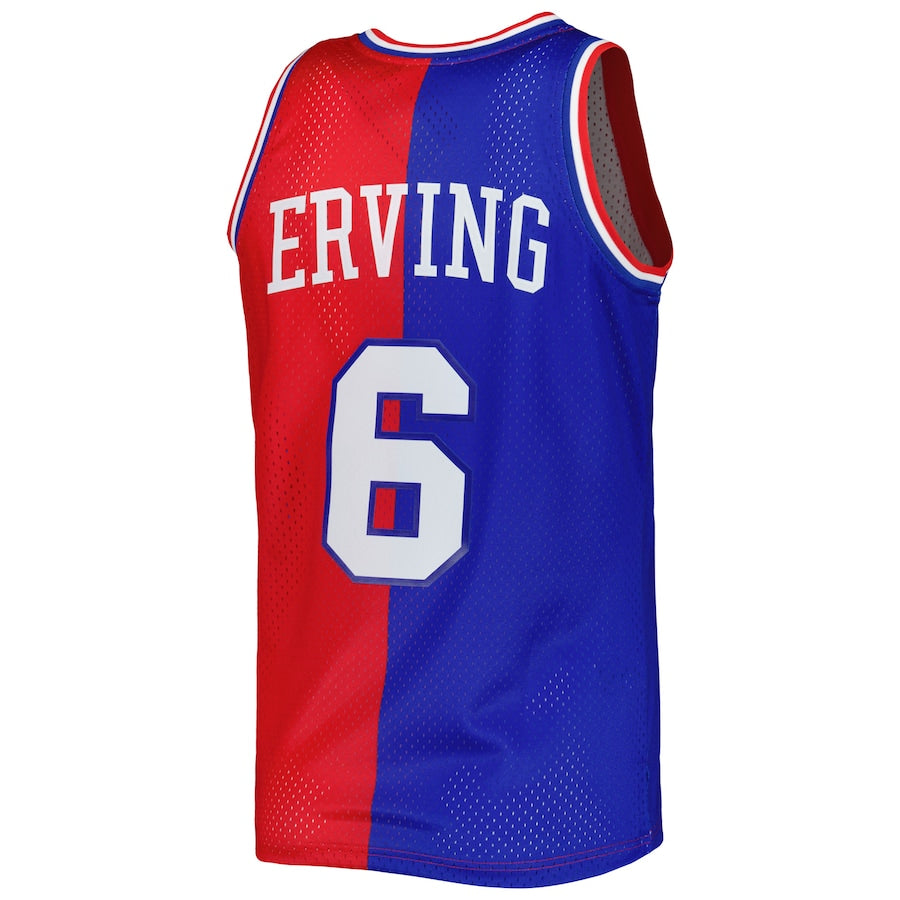 PH.76ers #6 Julius Erving Mitchell & Ness Hardwood Classics 1982-83 Split Swingman Jersey Royal-Red Stitched American Basketball Jersey UNEC