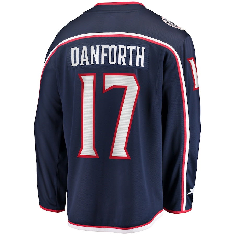 C.Blue Jackets #17 Justin Danforth Fanatics Branded Home Breakaway Player Jersey Navy Stitched American Hockey Jersey UNEC