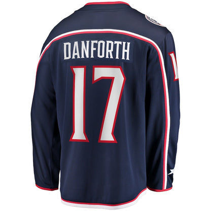 C.Blue Jackets #17 Justin Danforth Fanatics Branded Home Breakaway Player Jersey Navy Stitched American Hockey Jersey UNEC