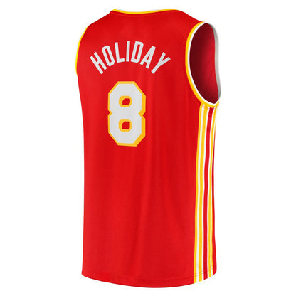 A.Hawks #8 Justin Holiday Fanatics Branded Fast Break Replica Jersey Icon Edition Red Stitched American Basketball Jersey UNEC