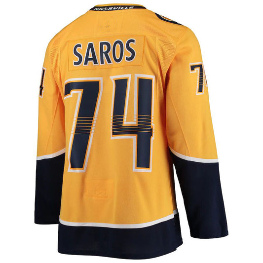 N.Predators #74 Juuse Saros Home Authentic Player Jersey Gold Stitched American Hockey Jersey UNEC