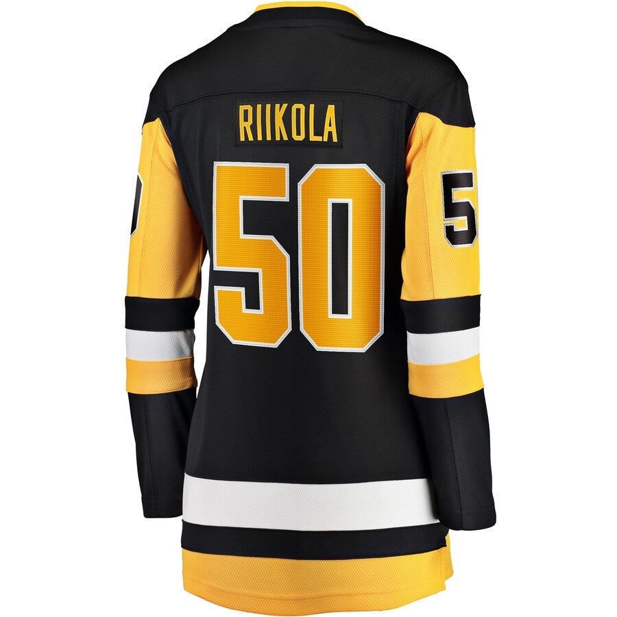 P.Penguins #50 Juuso Riikola Fanatics Branded Women's Home Breakaway Player Jersey Black Stitched American Hockey Jersey UNEC
