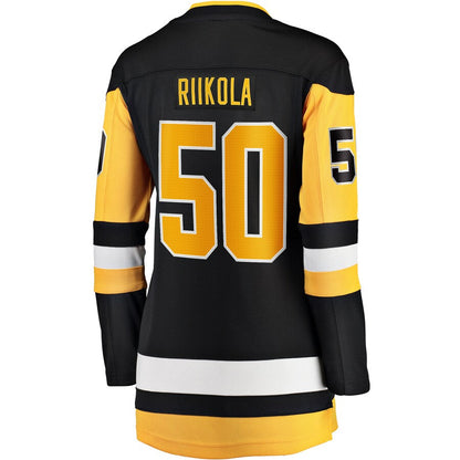 P.Penguins #50 Juuso Riikola Fanatics Branded Women's Home Breakaway Player Jersey Black Stitched American Hockey Jersey UNEC