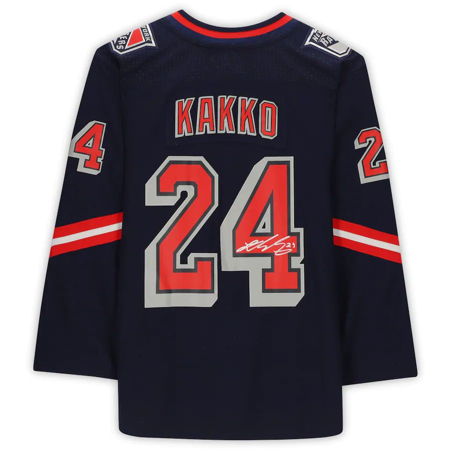 NY.Rangers #24 Kaapo Kakko Fanatics Authentic Autographed 2020-21 Reverse Retro Navy Stitched American Hockey Jersey UNEC