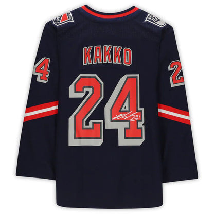 NY.Rangers #24 Kaapo Kakko Fanatics Authentic Autographed 2020-21 Reverse Retro Navy Stitched American Hockey Jersey UNEC