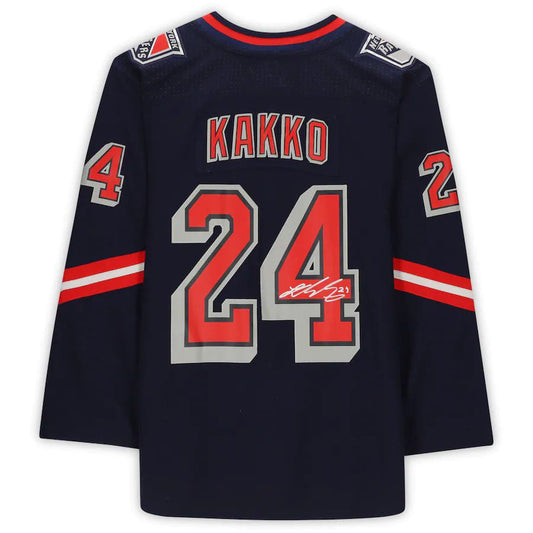NY.Rangers #24 Kaapo Kakko Fanatics Authentic Autographed 2020-21 Reverse Retro Navy Stitched American Hockey Jersey UNEC