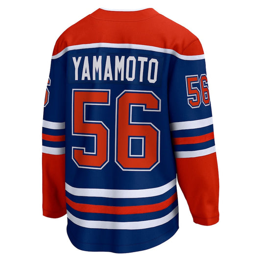 E.Oilers #56 Kailer Yamamoto Fanatics Branded Home Breakaway Player Jersey Royal Stitched American Hockey Jersey UNEC