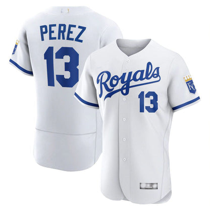 Kansas City Royals #13 Salvador P¨¦rez White 2022 Home Authentic Player Jersey Baseball Jerseys