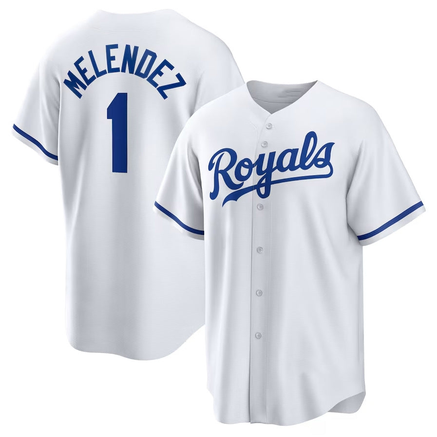 Kansas City Royals #1 MJ Melendez Home Replica Jersey - White Stitched Baseball Jersey