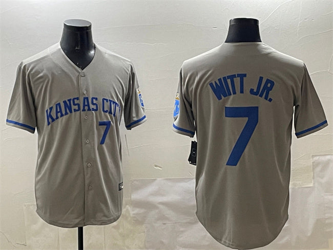 Kansas City Royals #7 Bobby Witt Jr. Gray 2024 Away Limited Stitched Baseball Jersey
