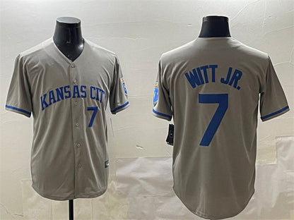 Kansas City Royals #7 Bobby Witt Jr. Gray 2024 Away Limited Stitched Baseball Jersey