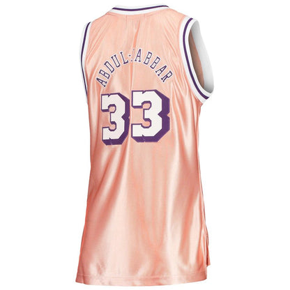 LA.Lakers #33 Kareem Abdul-Jabbar Mitchell & Ness Women's 75th Anniversary Rose Gold 1983 Swingman Jersey Pink Stitched American Basketball Jersey UNEC