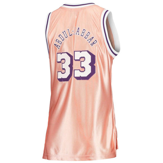 LA.Lakers #33 Kareem Abdul-Jabbar Mitchell & Ness Women's 75th Anniversary Rose Gold 1983 Swingman Jersey Pink Stitched American Basketball Jersey UNEC