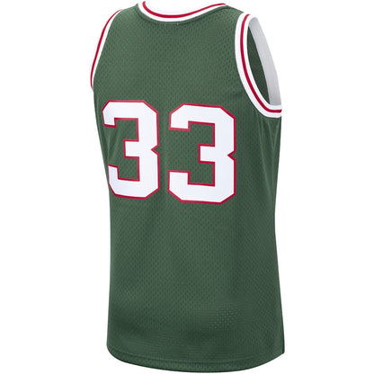 M.Bucks #33 Kareem Abdul-Jabbar Mitchell & Ness 1970-71 Hardwood Classics Swingman Jersey Hunter Green Stitched American Basketball Jersey UNEC