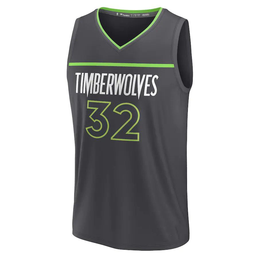 M.Timberwolves #32 Karl-Anthony Towns Fanatics Branded 2022-23 Fast Break Replica Jersey  Anthracite Statement Edition Stitched American Basketball Jersey UNEC