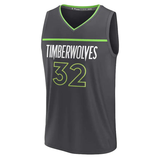M.Timberwolves #32 Karl-Anthony Towns Fanatics Branded 2022-23 Fast Break Replica Jersey  Anthracite Statement Edition Stitched American Basketball Jersey UNEC