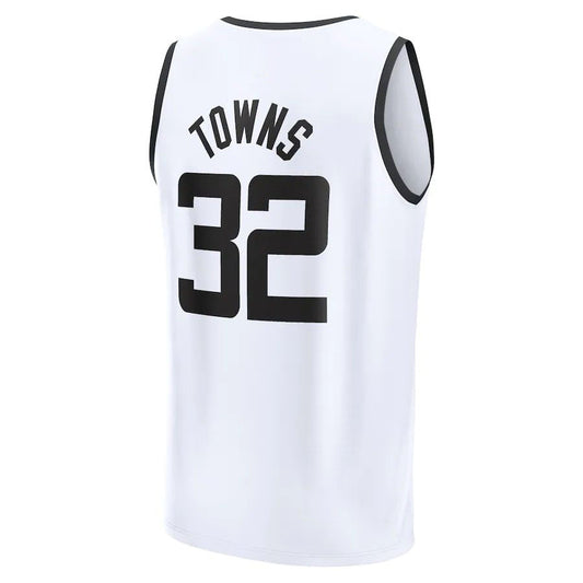 M.Timberwolves #32 Karl-Anthony Towns Fanatics Branded 2022-23 Fastbreak Jersey City Edition White Stitched American Basketball Jersey UNEC