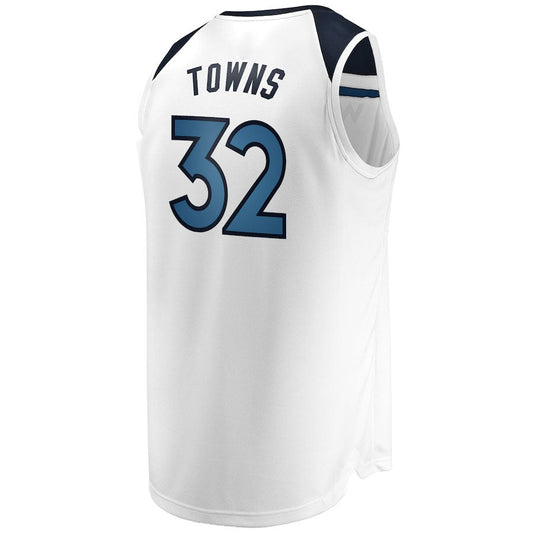 M.Timberwolves #32 Karl-Anthony Towns Fanatics Branded Fast Break Replica Jersey Association Edition White Stitched American Basketball Jersey UNEC