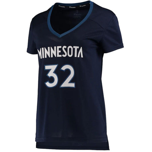 M.Timberwolves #32 Karl-Anthony Towns Fanatics Branded Women's Fast Break Replica Jersey Navy Stitched American Basketball Jersey UNEC