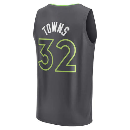 M.Timberwolves #32 Karl-Anthony Towns Fanatics Branded 2021-22 Fast Break Player Jersey  Anthracite Statement Edition Stitched American Basketball Jersey UNEC