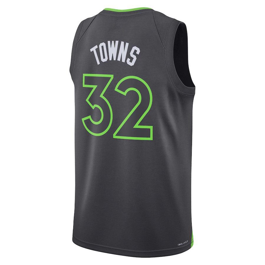M.Timberwolves #32 Karl-Anthony Towns Fanatics Branded 2022-23 Fast Break Replica Jersey  Anthracite Statement Edition Stitched American Basketball Jersey UNEC