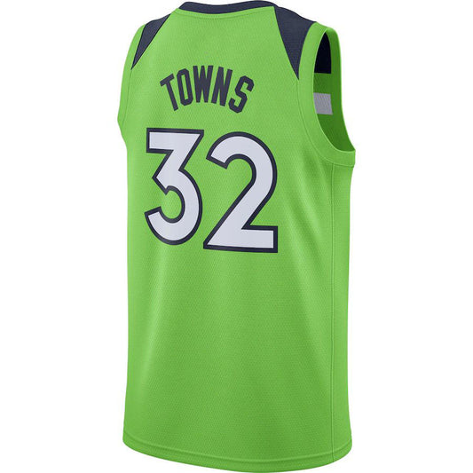 M.Timberwolves #32 Karl-Anthony Towns Swingman Jersey Statement Edition Green Stitched American Basketball Jersey UNEC