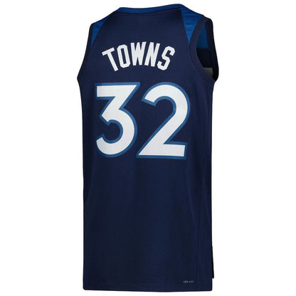 M.Timberwolves #32 Karl-Anthony Towns Unisex 2022-23 Swingman Jersey Icon Edition Navy Stitched American Basketball Jersey UNEC