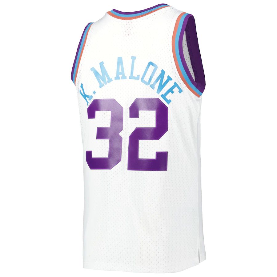 U.Jazz #32 Karl Malone Mitchell & Ness 1991-92 Hardwood Classics Reload 3.0 Swingman Jersey White Stitched American Basketball Jersey UNEC
