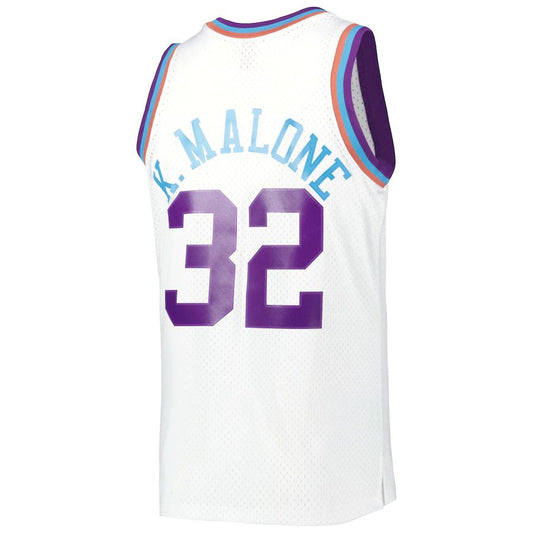 U.Jazz #32 Karl Malone Mitchell & Ness 1991-92 Hardwood Classics Reload 3.0 Swingman Jersey White Stitched American Basketball Jersey UNEC