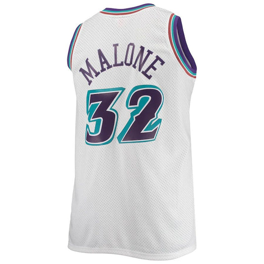 U.Jazz #32 Karl Malone Mitchell & Ness Big & Tall Hardwood Classics Jersey White Stitched American Basketball Jersey UNEC