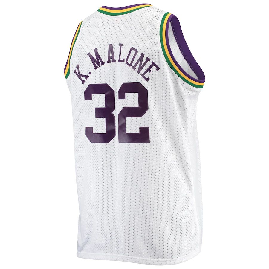 U.Jazz #32 Karl Malone Mitchell & Ness Big & Tall Hardwood Classics Swingman Jersey White Stitched American Basketball Jersey UNEC