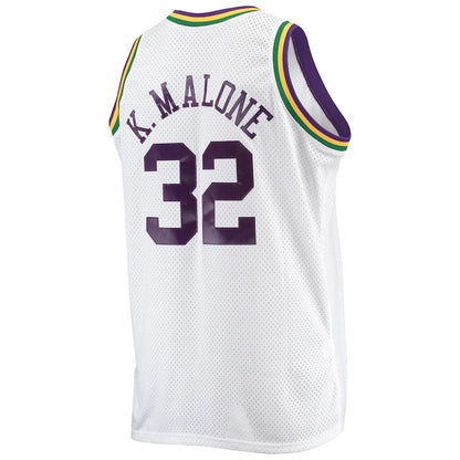 U.Jazz #32 Karl Malone Mitchell & Ness Big & Tall Hardwood Classics Swingman Jersey White Stitched American Basketball Jersey UNEC