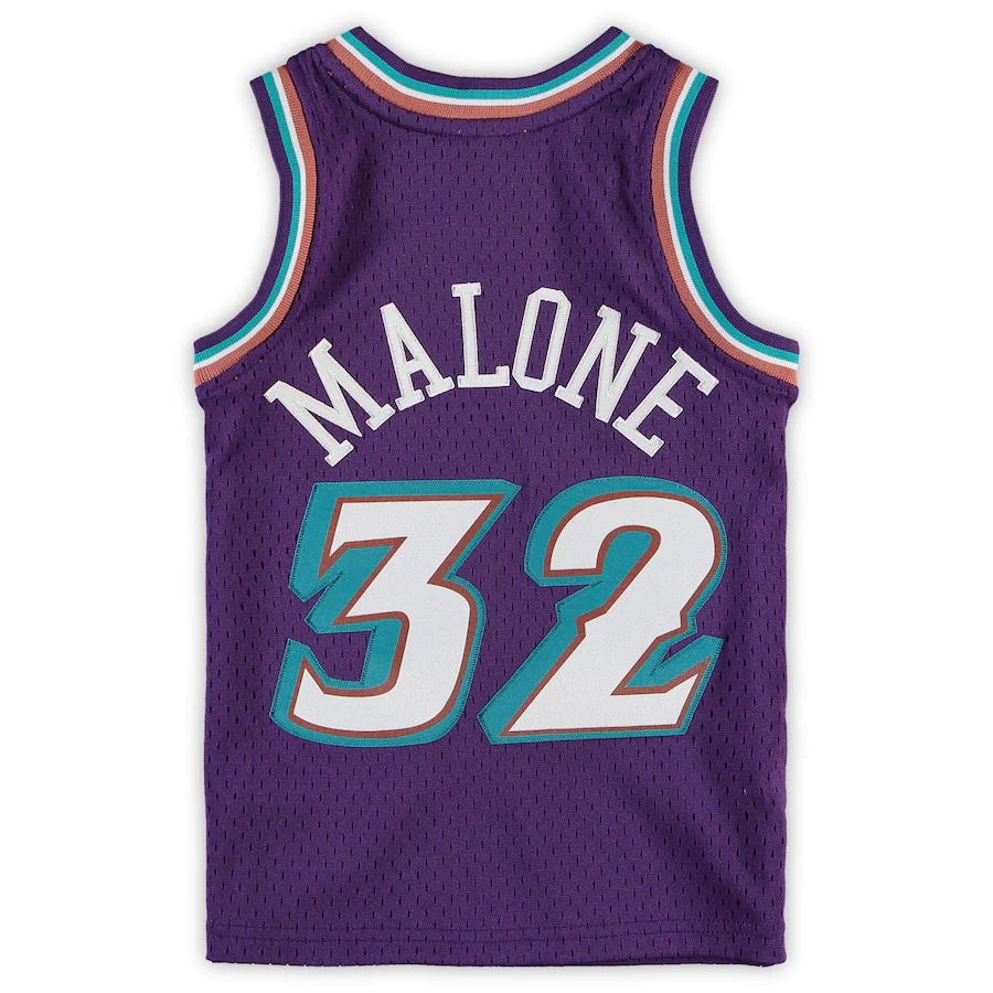 U.Jazz #32 Karl Malone Mitchell & Ness Preschool Hardwood Classics Throwback Team Jersey Purple Stitched American Basketball Jersey UNEC