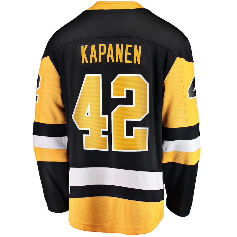 P.Penguins #42 Kasperi Kapanen Fanatics Branded Home Breakaway Jersey Black Stitched American Hockey Jersey UNEC