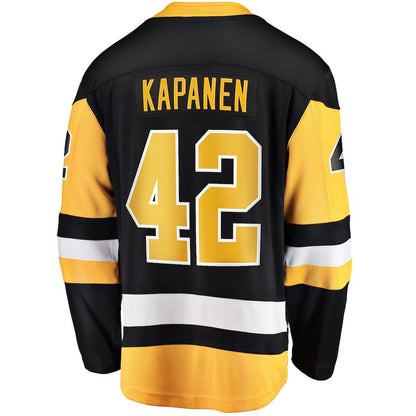 P.Penguins #42 Kasperi Kapanen Fanatics Branded Home Breakaway Jersey Black Stitched American Hockey Jersey UNEC