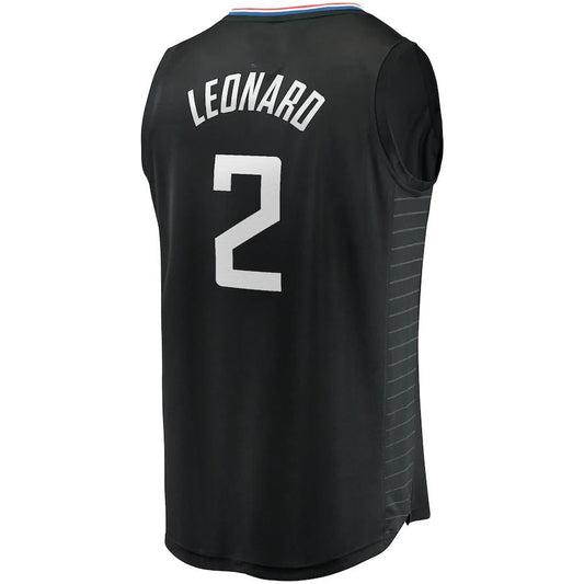 LA.Clippers #2 Kawhi Leonard Fanatics Branded 2020-21 Fast Break Player Jersey  Black Statement Edition Stitched American Basketball Jersey UNEC