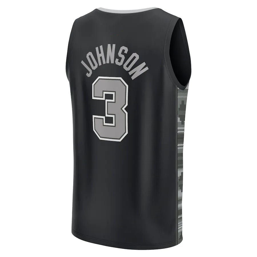 S.Antonio Spurs #3 Keldon Johnson Fanatics Branded 2022-23 Fast Break Replica Player Jersey Statement Edition Black Stitched American Basketball Jersey UNEC