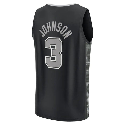 S.Antonio Spurs #3 Keldon Johnson Fanatics Branded 2022-23 Fast Break Replica Player Jersey Statement Edition Black Stitched American Basketball Jersey UNEC