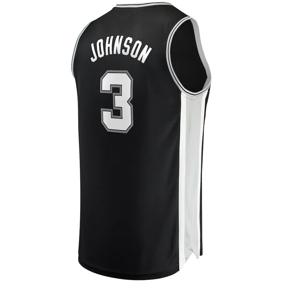 S.Antonio Spurs #3 Keldon Johnson Fanatics Branded Fast Break Replica Jersey Icon Edition Black Stitched American Basketball Jersey UNEC