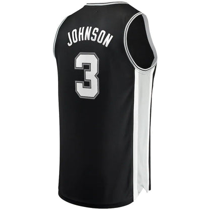 S.Antonio Spurs #3 Keldon Johnson Fanatics Branded Fast Break Replica Jersey Icon Edition Black Stitched American Basketball Jersey UNEC